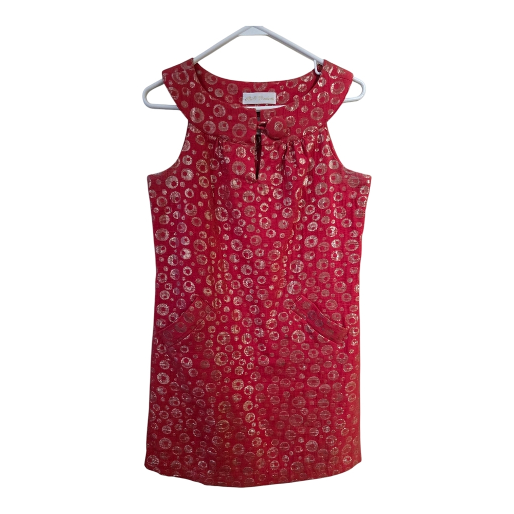 BB Dakota Red Sleeveless‎ Dress with Circle Pattern